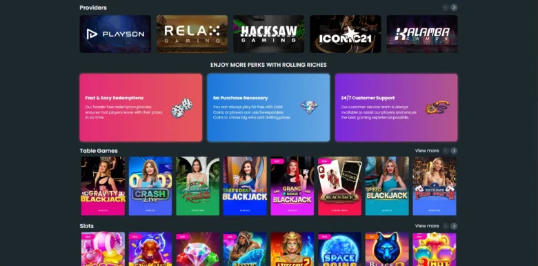 Rolling Riches Social Casino providers