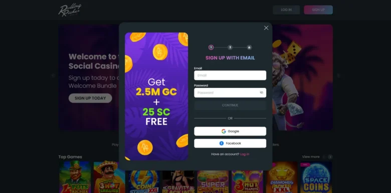 Rolling Riches Social Casino sign up