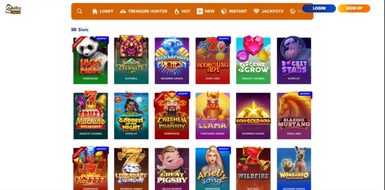 Zula Social Casino slots page