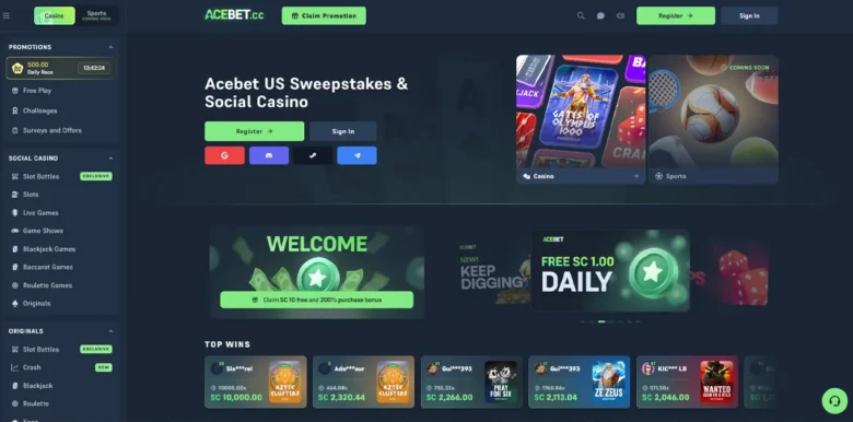 Acebet.cc main webpage