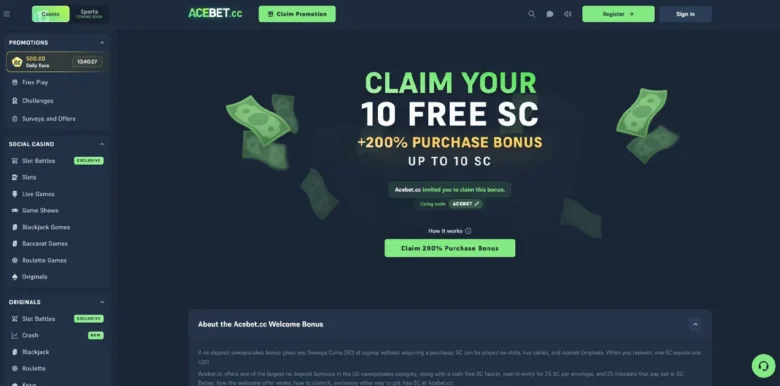 Acebet.cc promotions page