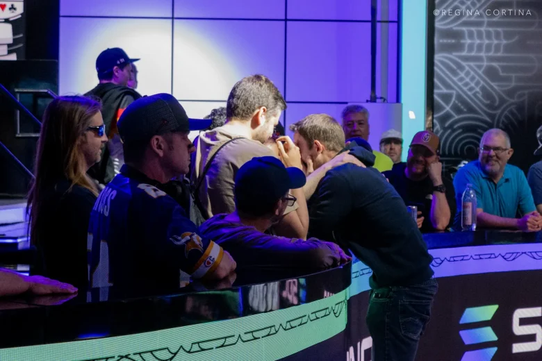 Benny Glaser embracing his rail at PPC WSOP 2026