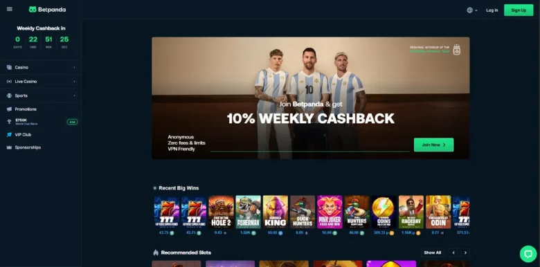 Betpanda Casino main webpage