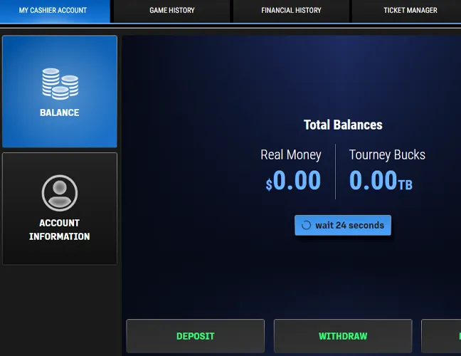 Open the poker client and go to the Cashier