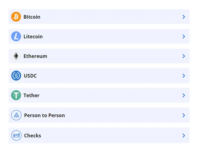 Choose your withdrawal method