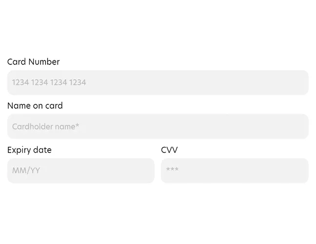 Fill in the required payment details