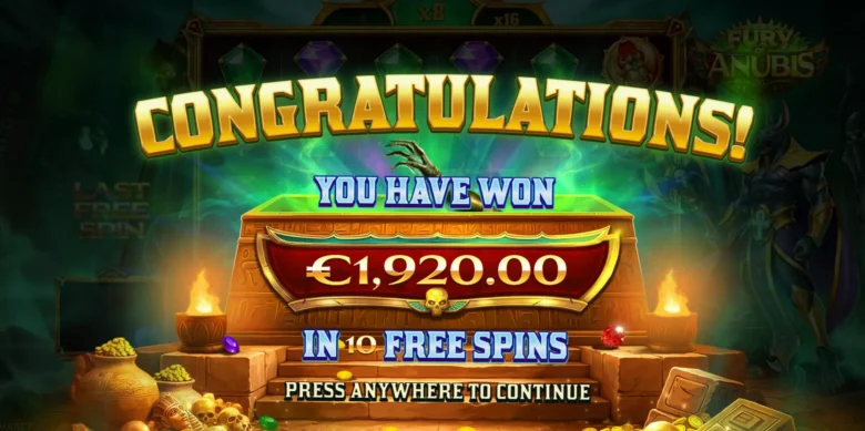 Fury of Anubis free spins feature