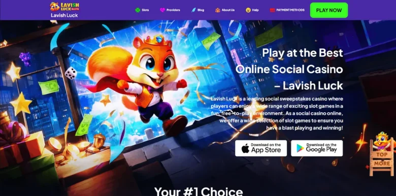 Lavish Luck Social Casino main webpage
