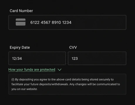 Enter your card details and amount