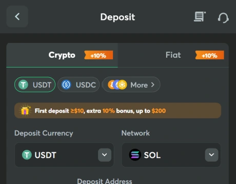 Open the deposit section
