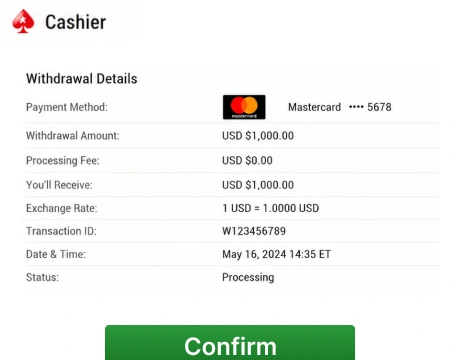 Confirm the transaction