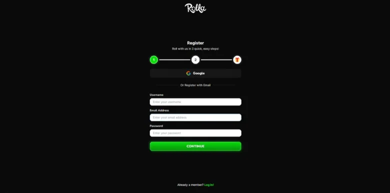 Rolla Social Casino sign up