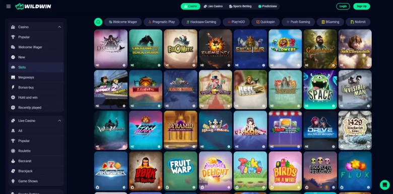 Wildwin.io Casino slots page