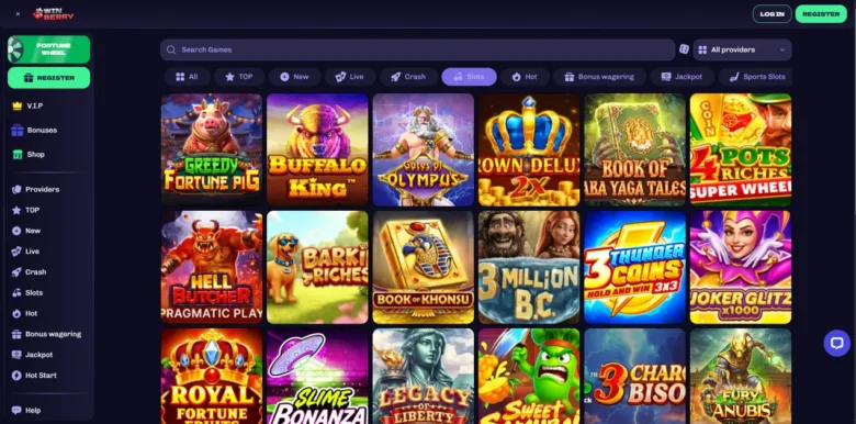 Winberry Casino slots page