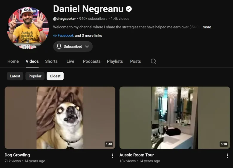 Daniel Negreanu youtube channel