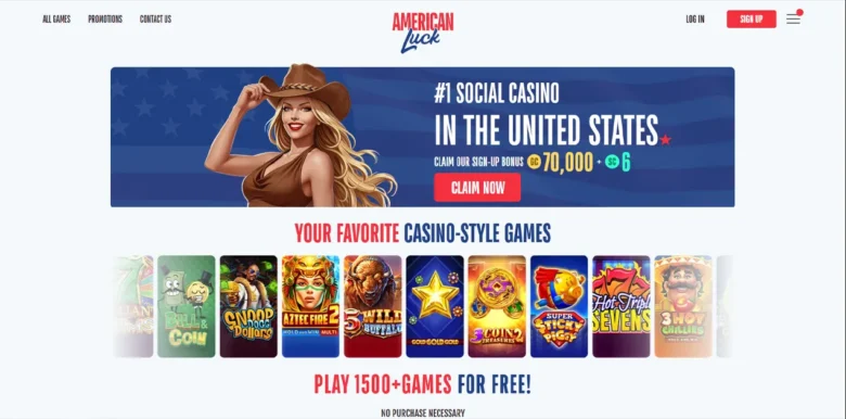 American Luck Social Casino main webpage