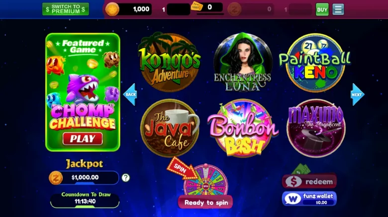 Funzpoints Social Casino main page