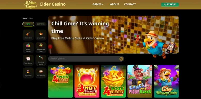 Cider Social Casino games page