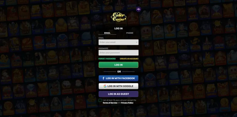 Cider Social Casino sign up page