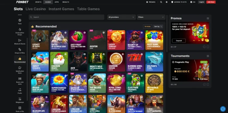 Fonbet Casino games page