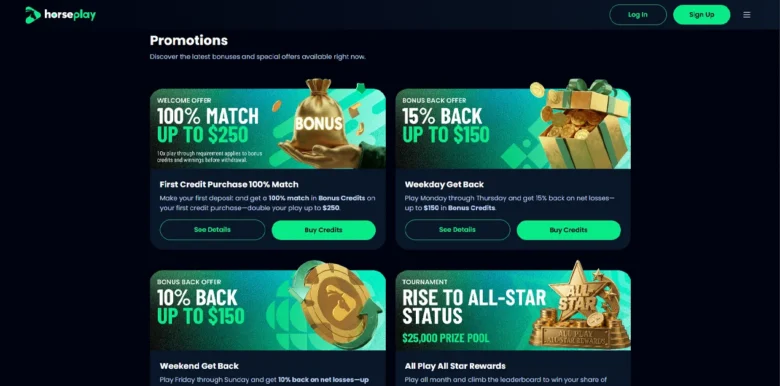 Horseplay Casino promotions page