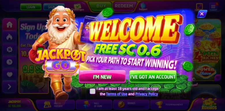 Jackpot Go Social Casino main webpage