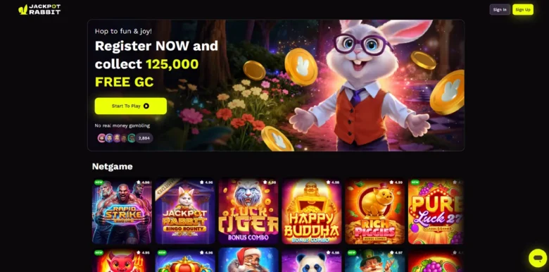 Jackpot Rabbit Social Casino main webpage