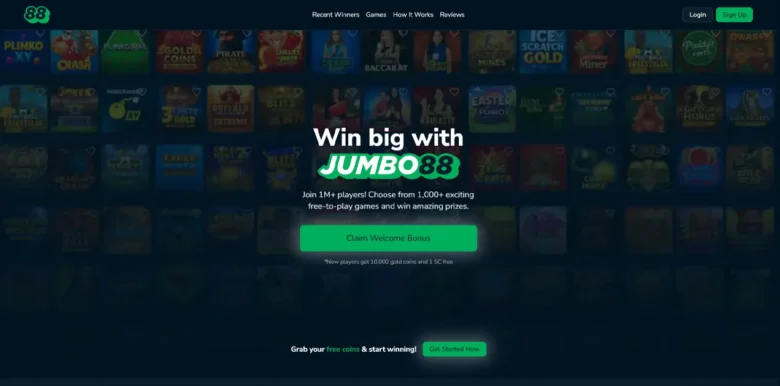 Jumbo88 Social Casino main webpage