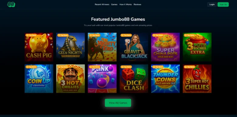Jumbo88 Social Casino games page