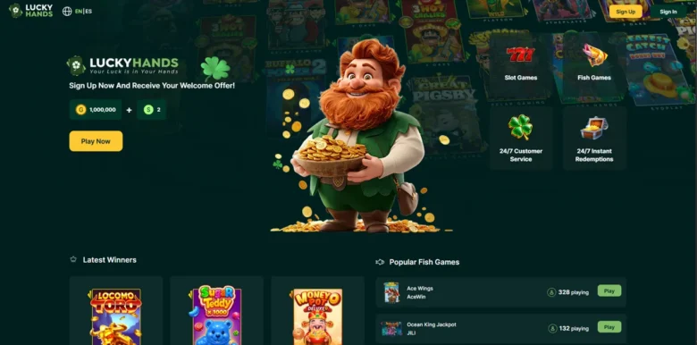 Lucky Hands Social Casino main webpage