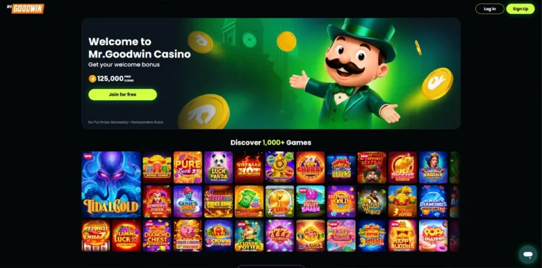 Mr. Goodwin Social Casino main webpage