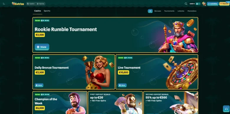 Slotrize Casino promotions page