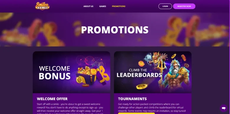 Smiles Social Casino promotions page