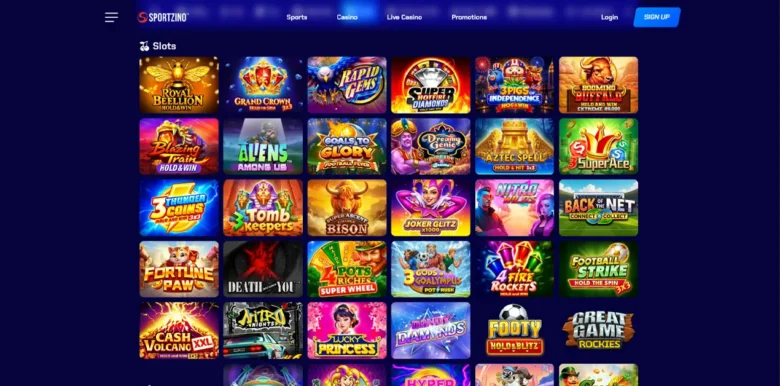 Sportzino Social Casino slots page