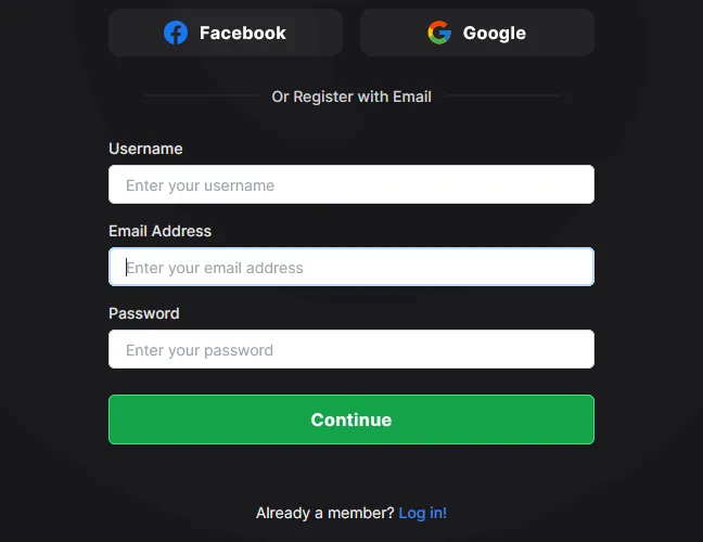 Choose a signup method