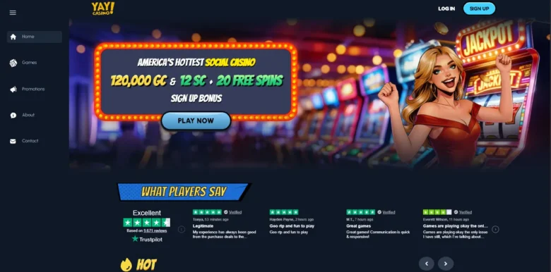 Yay Social Casino main webpage