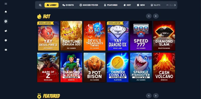 Yay Social Casino games page