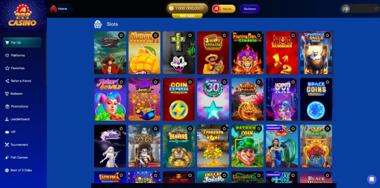 A1 Social Casino slots games page
