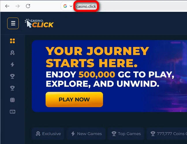 Open the Casino.Click website on a desktop browser.