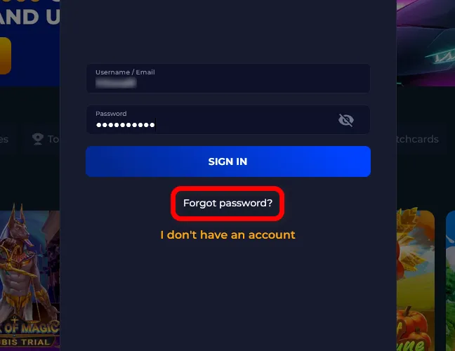 Select Forgot password? on the same form to recover access if needed.