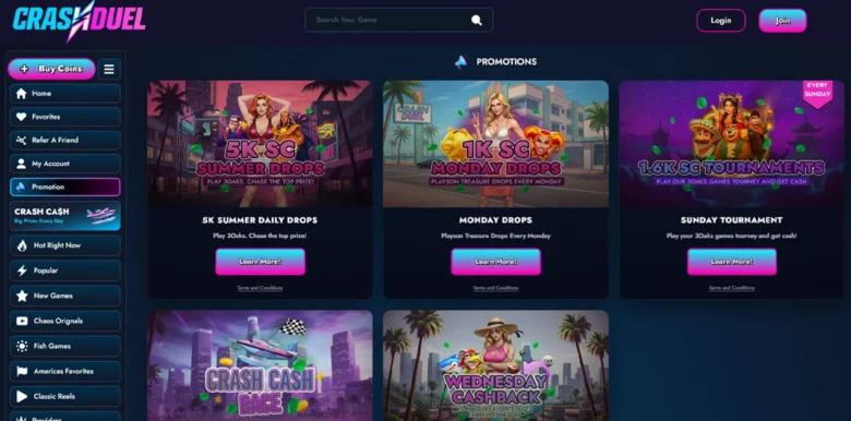 CrashDuel Casino Promotions page