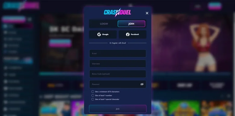 CrashDuel Casino sign up page