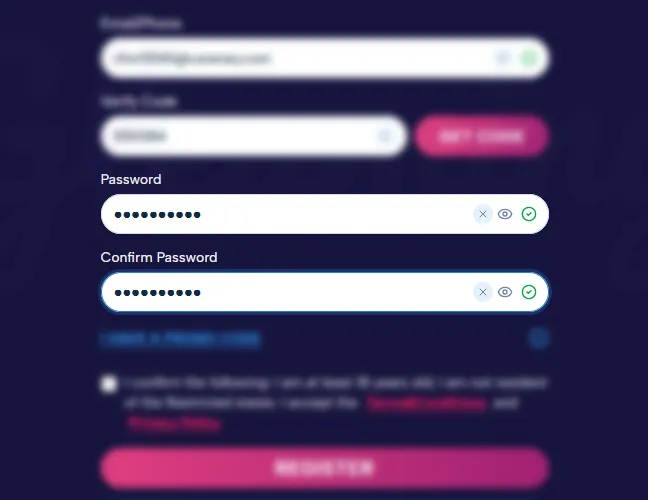 Create and confirm your password.