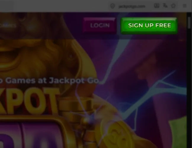 Click Sign Up Free on the Jackpot Go homepage.