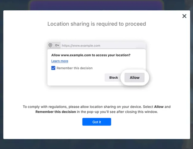 Allow location access and reload the page.
