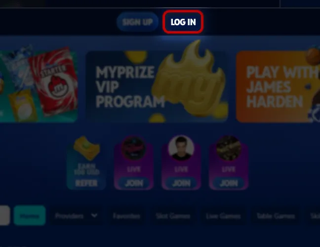 Open the MyPrize Website.