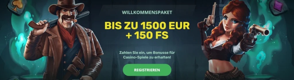 Willkommensbonus von 22Bet mit Angebot bis zu 1500 EUR und 150 Freispielen.