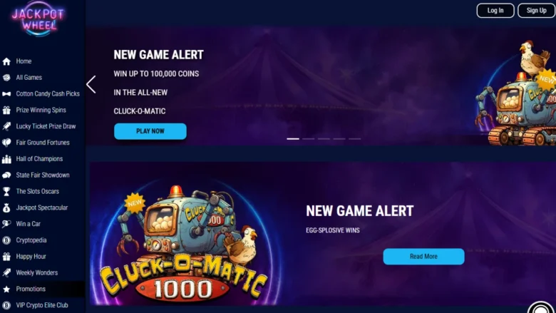 Jackpot Wheel Casino Promotions page Screenshot