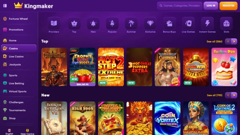 KingMaker Casino  casino page screenshot