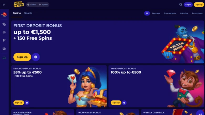Morospin Casino Promotions page Screenshot